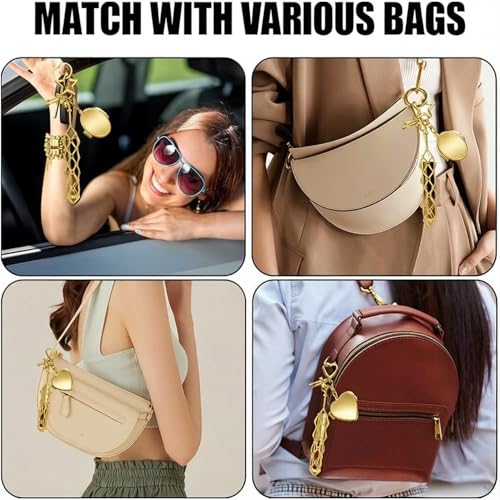 Image of Metal Lipstick Holder with Mirror Golden Heart Clasp Portable Lipstick Organizer Case Makeup Lip Balm Holder Bag Charm Accessories Compact Travel Cosmetic Storage for Women (Lipstick Not Included)