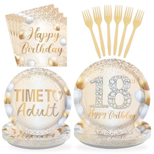 Greencian 96Pcs Happy 18th Birthday Party Decorations Serves 24