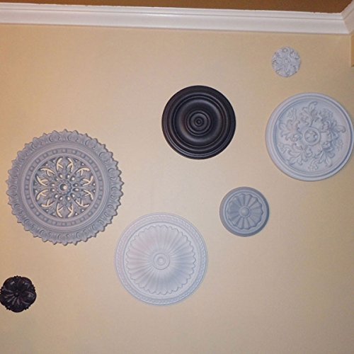 Image of Ekena Millwork CM14KT2-03500 14 1 /2 inchOD x 3 1 /2 inchID x 2 3 /4 inchP Katheryn Ceiling Medallion, Fits Canopies up to 3-1 /2 inch, 2 Piece