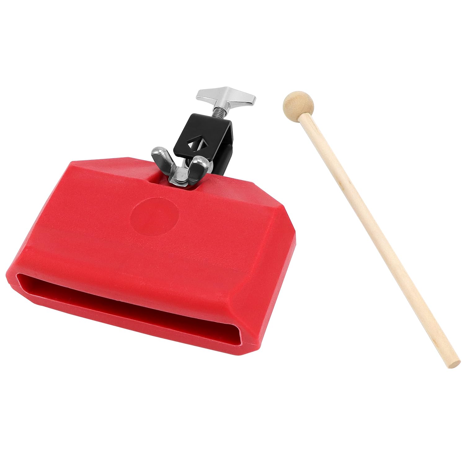 QWORK High-Pitch Red Plastic Percussion Block with Heavy-Duty Mounting Bracket, Durable Latin Drum Percussion Instrument for Musicians and Enthusiasts