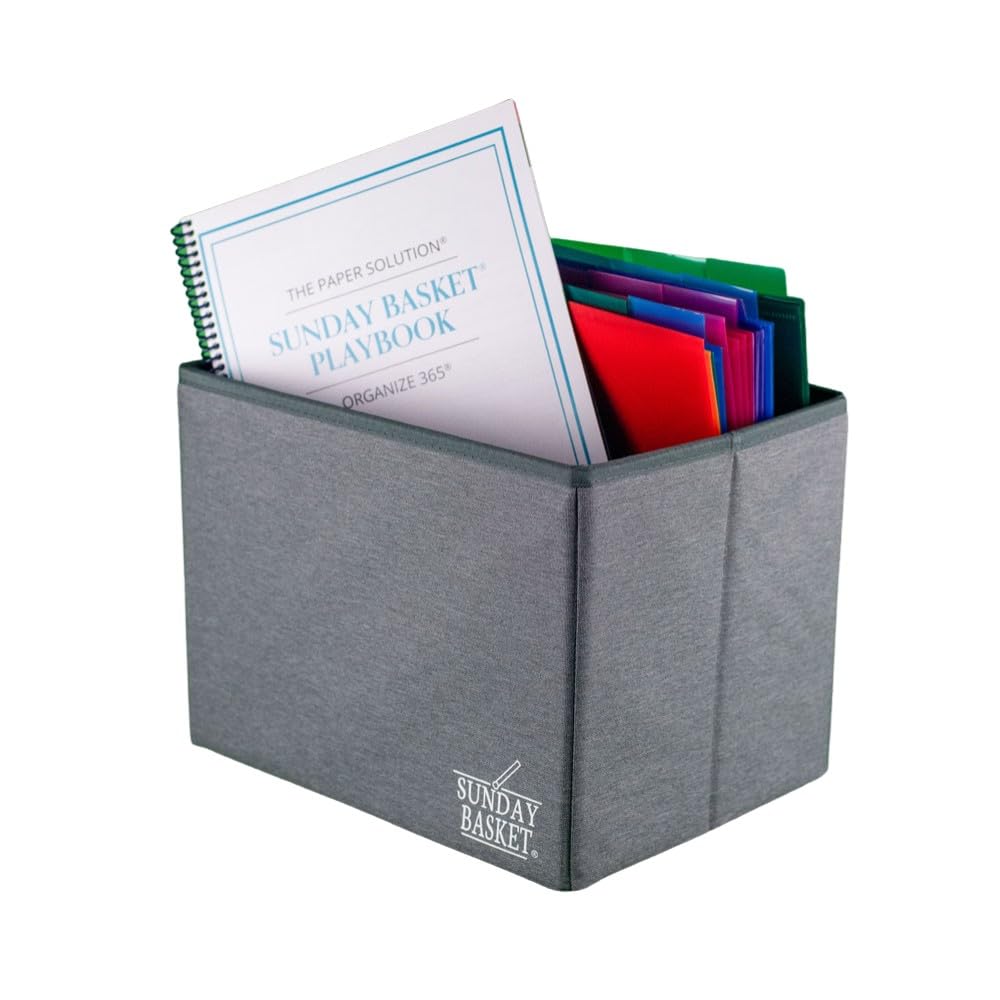 Organize 365 Paper Organizer Solution | Home Office Organization & Document Holder | File Box for Paper Storage | The Classic Sunday Basket® System (