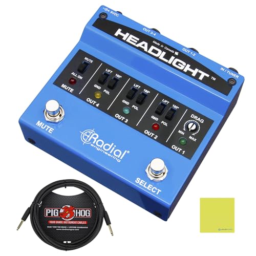 Radial Engineering Headlight Four Output Guitar Amp Selector Bundle w/Pig Hog 