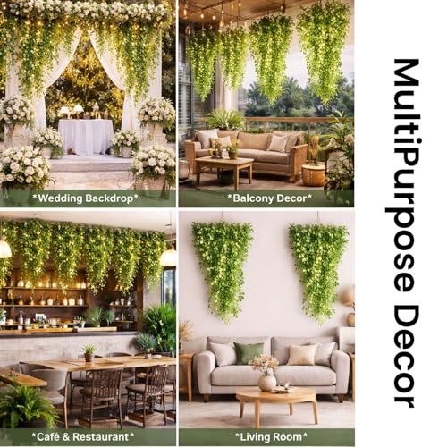 Image of Go Hooked Artificial Creeper for Home Decor (Pack of 12, 7 Ft) | Green Watermelon Peperomia Leaf Garland with 3x3 cm, 72 Leaves Each | Plastic Decorative Creeper for Balcony, Walls & Garden Decorating