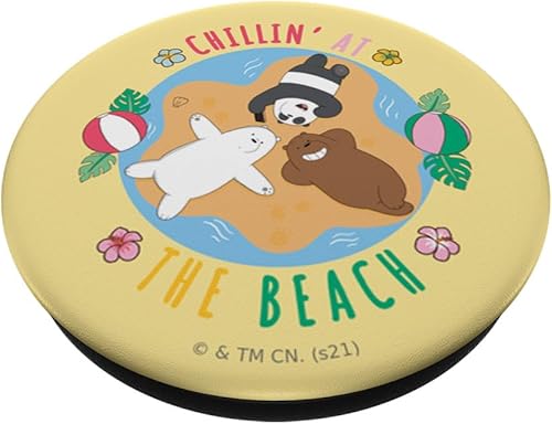 Miniatura 2 de We Bare Bears Chillin' At The Beach Grizz Panda Ice PopSockets intercambiables PopGrip