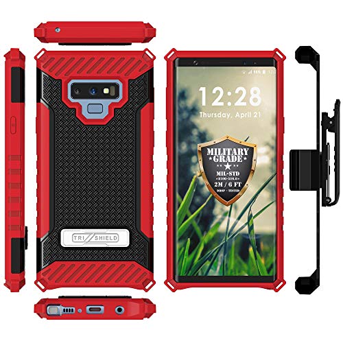 Beyond Cell Trishield Series Compatible With Note9 Case/Military Grade Rugged Cover + [Metal Kickstand]+[Belt Clip Holster] Compatible With Samsung Galaxy Note 9 (2018) - Usa Flag New #TOP1