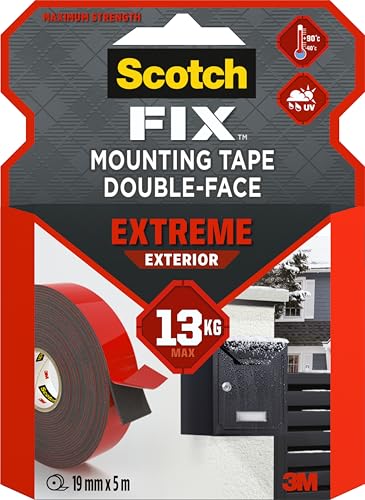Scotch-Fix Ruban de Fixation Extrême pour Extérieur, 1 Rouleau 19 mm x 5 m, Noir - Pour un Usage Extérieur Extrême, avec la Technologie avancée 3M -...