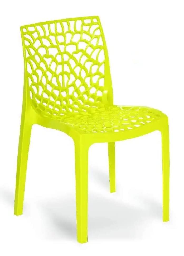 Image of activa Web Designer Plastic Chair for Home, Office and Restaurant and Cafe|Armless Chair for Dining Room| Heavy Duty Outdoor Plastic Chair | Designer Balcony Chair (Yellow, Set of 1)