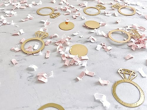 Gold Wedding Table Confetti, Bridal Shower Decorations Bride To Be Confetti Glittering Diamond Ring I Do Engagement Party Table Scatter, 100pcs