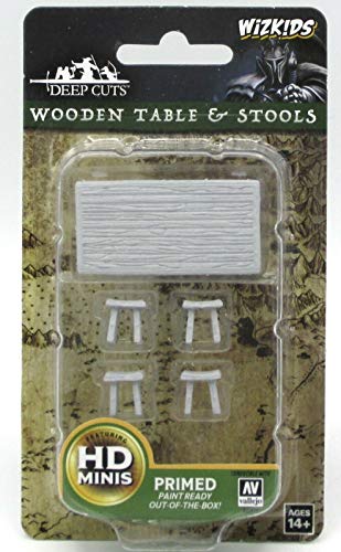 Pathfinder Deep Cuts Unpainted Miniatures - Wooden Table & Stools