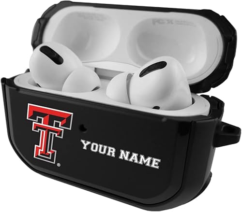 Miniatura 2 de AudioSpice Collegiate - Funda negra duradera para Apple AirPods Pro (2 generación) con mosquetón - Texas Tech Red Raiders