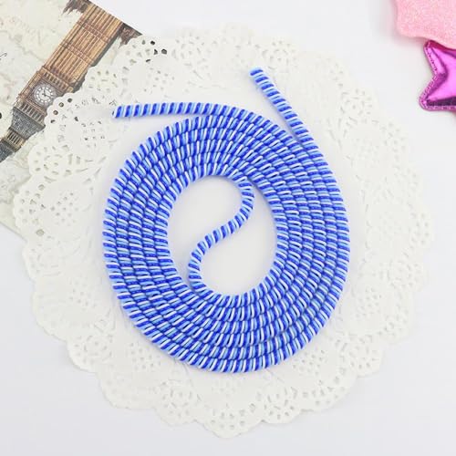 Image of J'TTON Spiral Triple Color (2 Pcs) 1.4 Meters Each-Full Size Cable Cord Charger Protector Saver Winder for iPhone & Android Charging Cables (Blue)