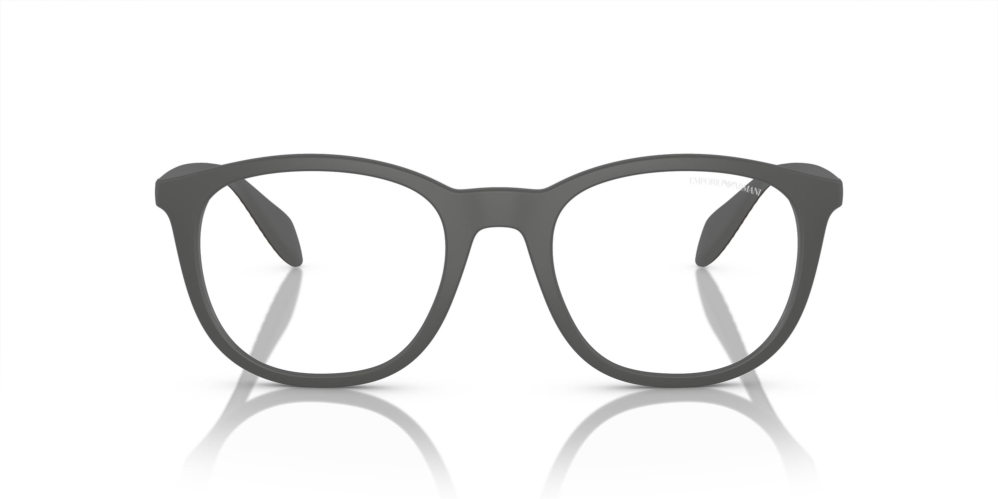 Emporio Armani Men's EA4211F Low Bridge Fit Prescription Eyewear Frames with Two Interchangeable Sun Clip-Ons Round, Matte Grey/Clear, 53 mm