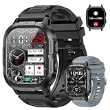 Reloj Inteligente Hombre Militar Smartwatch con Llamadas: Digital Smart Watch Impermeable Fitness Tracker Bluetooth Reloj Deportivo Hombre Pulsera Actividad Pulsómetro Monitor Sueño para Android iOS