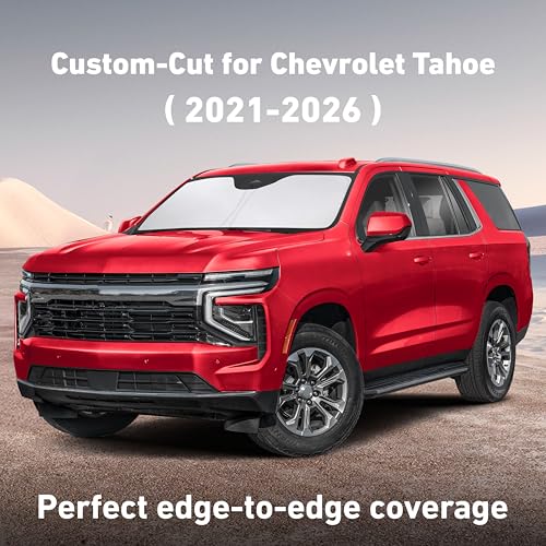 Image of EcoNour Windshield Sunshade Compatible for Chevrolet Tahoe 2021-2024 2025 2026, Sun Visor for Front Windshield & Window Sun Shade Cover, UV Heat Blocker & Protector, Car Accessories