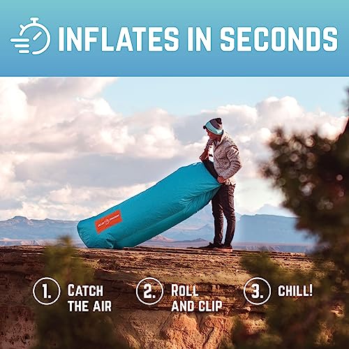 Chillbo Shwaggins Inflatable Couch – Cool Inflatable Chair. Upgrade Your Camping Accessories. Easy Setup Is Perfect For Hiking Gear, Beach Chair And Music Festivals. (Cyan + Orange) #TOP4