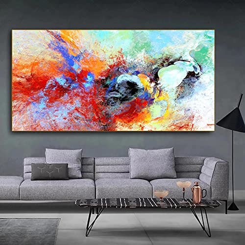 Art mural abstrait nuage coloré 60x120 cm pour habiller un grand mur vide sans cadre