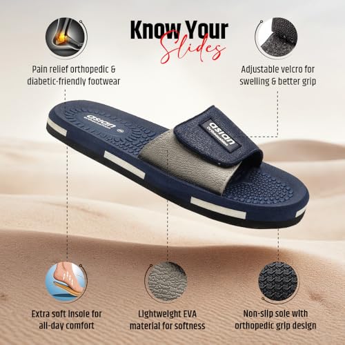 Image of ASIAN Men's AFG-707 EVA Ortho Slippers | Orthocushion Pain Relief Slides with Soft Strap | Lightweight Slides for Daily Use