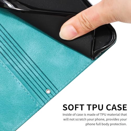 Étui portefeuille Google Pixel 8A en cuir vert résistant aux chocs avec cordon - 4