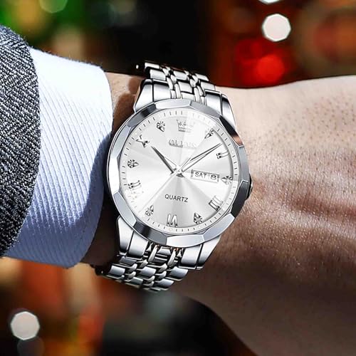 Image of OLEVS Men's Watch Designer Diamond Waterproof Luminous Simulated Quartz Stainless Steel Multi Color Leisure Luxury Business Date Original