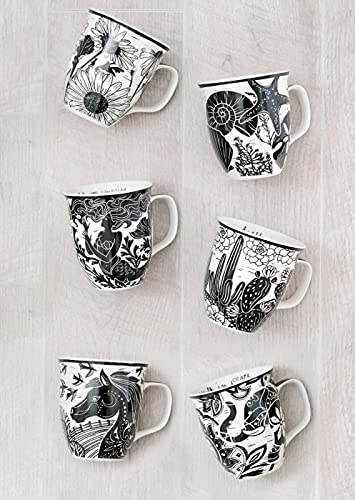 Karma Gifts 14 oz Black and White Boho Mug Coastal - Cute Coffee and Tea Mug - Ceramic Coffee Mugs for Women and Men - Image 4