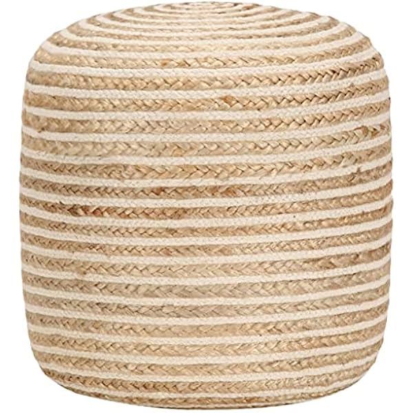 Ręcznie wykonana pufa do siedzenia z juty, 40 x 45 cm, z wypełnieniem z koralików EPS, tapicerowany taboret i podnóżek do salonu, sypialni, biura, mały taboret do sofy i mieszkania