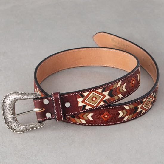 ARIAT Ladies Southwest Leather Belt w/Antique Silver Buckle2
