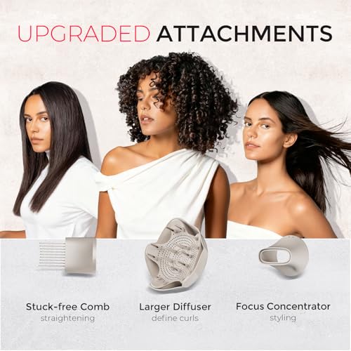 Image of TYMO Diffuser Hair Dryer Blow Dryer - 300 Million Ionic Hairdryer with Diffuser & Comb Attachment for Curly Hair, Professional Blowdryer for Women, Cool Air Button, Small Travel Lightweight, Gold