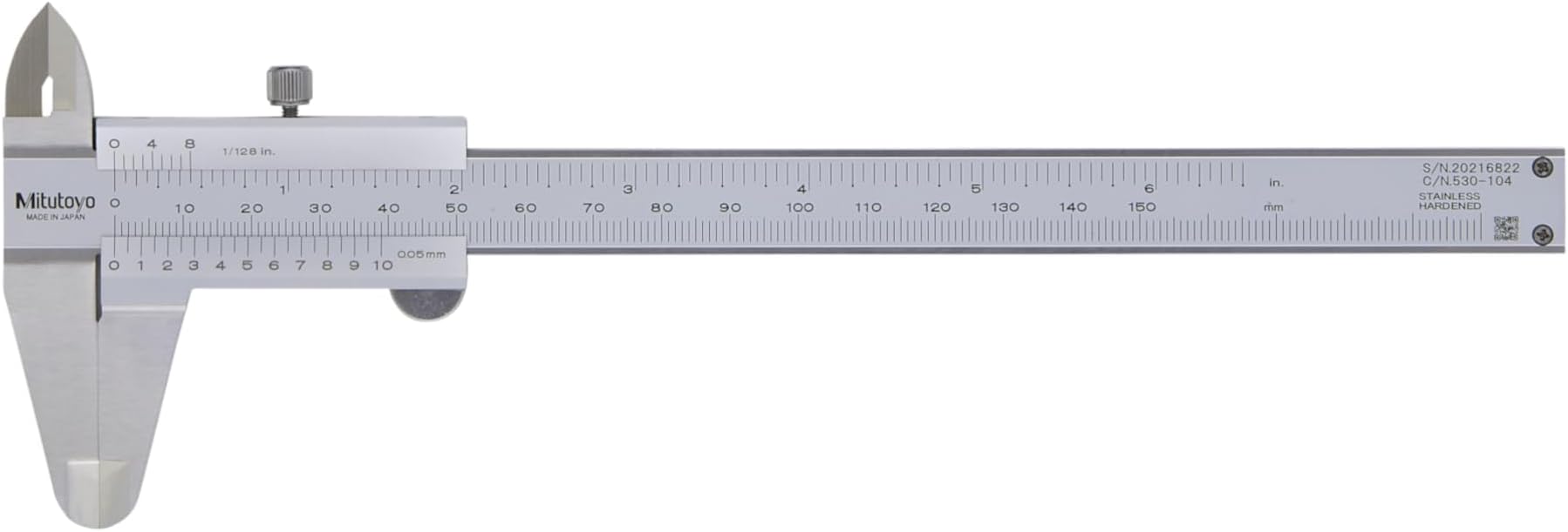 MIT530-104 Vernier Caliper, 0mm-150mm/0"-6" Range