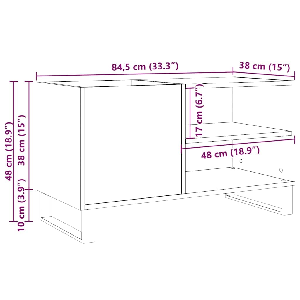 vidaXL Mueble Discos Madera de ingeniería Roble Artisan 84,5x38x48 cm