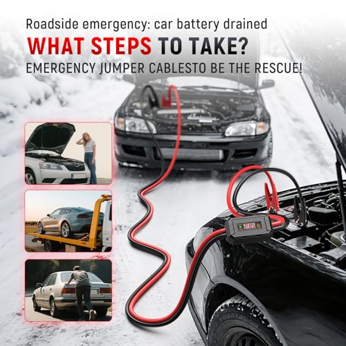 Image of TOPDC 2 Gauge 20 Feet Jumper Cables with Reverse Polarity Protection for Car, SUV and Trucks Battery, Heavy Duty Automotive Booster Cables for Jump Starting Dead or Weak Batteries with Carry Bag