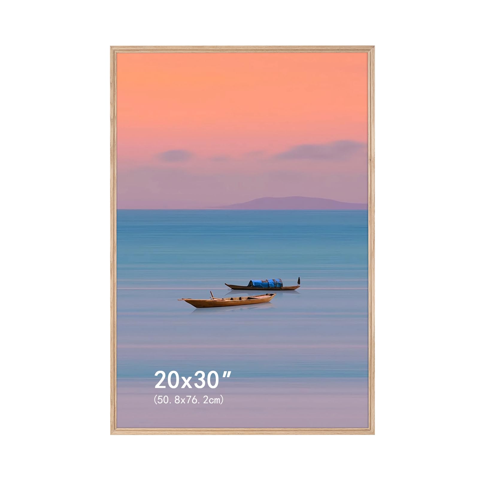 Marco de póster de madera de roble de 76,2 x 50,8 cm, marco de madera grande de 20 x 30 pulgadas, marco de madera de roble con cristal acrílico seguro frontal y montaje en pared para decoración