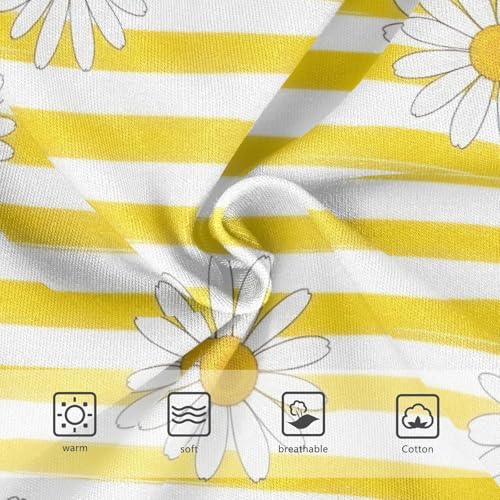 Toddler Panties, White Daisies Yellow Striped Girls Underwear Cotton, 2–8 Years3