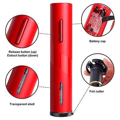 COKUNST Electric Wine Opener, Reusable Cordless Wine Bottle Corkscrew with Foil Cutter, Battery Operated Wine Openers for Wedding Kitchen Party Home - Thumbnail 2