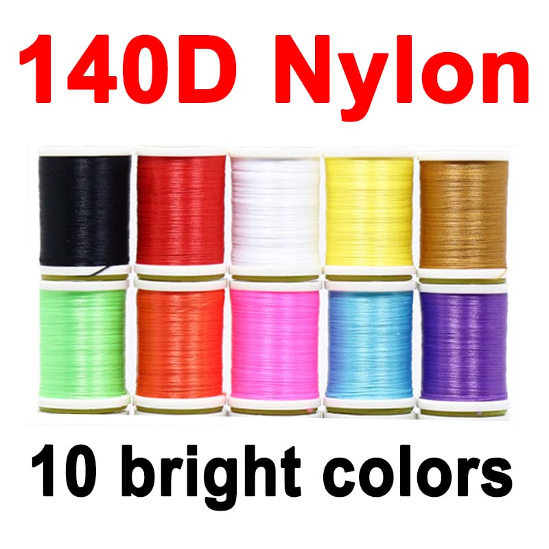 Fly Tying Thread 10 Bright/Deep Colors 140D High Tensile Nylon 6/0 Tying Thread Fly Tying Materials