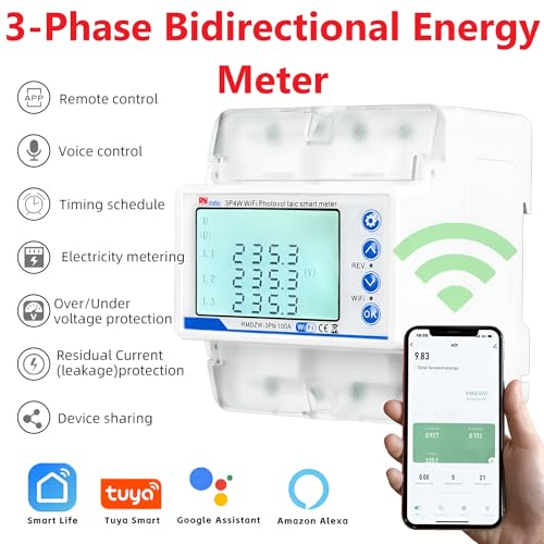 Image of XPR3SS 100Amp 3 Phase Energy Meter WIFI Remote Control Bidirectional Smart Circuit Breaker Energy Meter KWh Power Meter Timer Over Voltage Under Voltage Over Current Protection