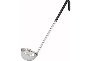 Winco 6-Ounce Black Handle Stainless Steel Long Ladle