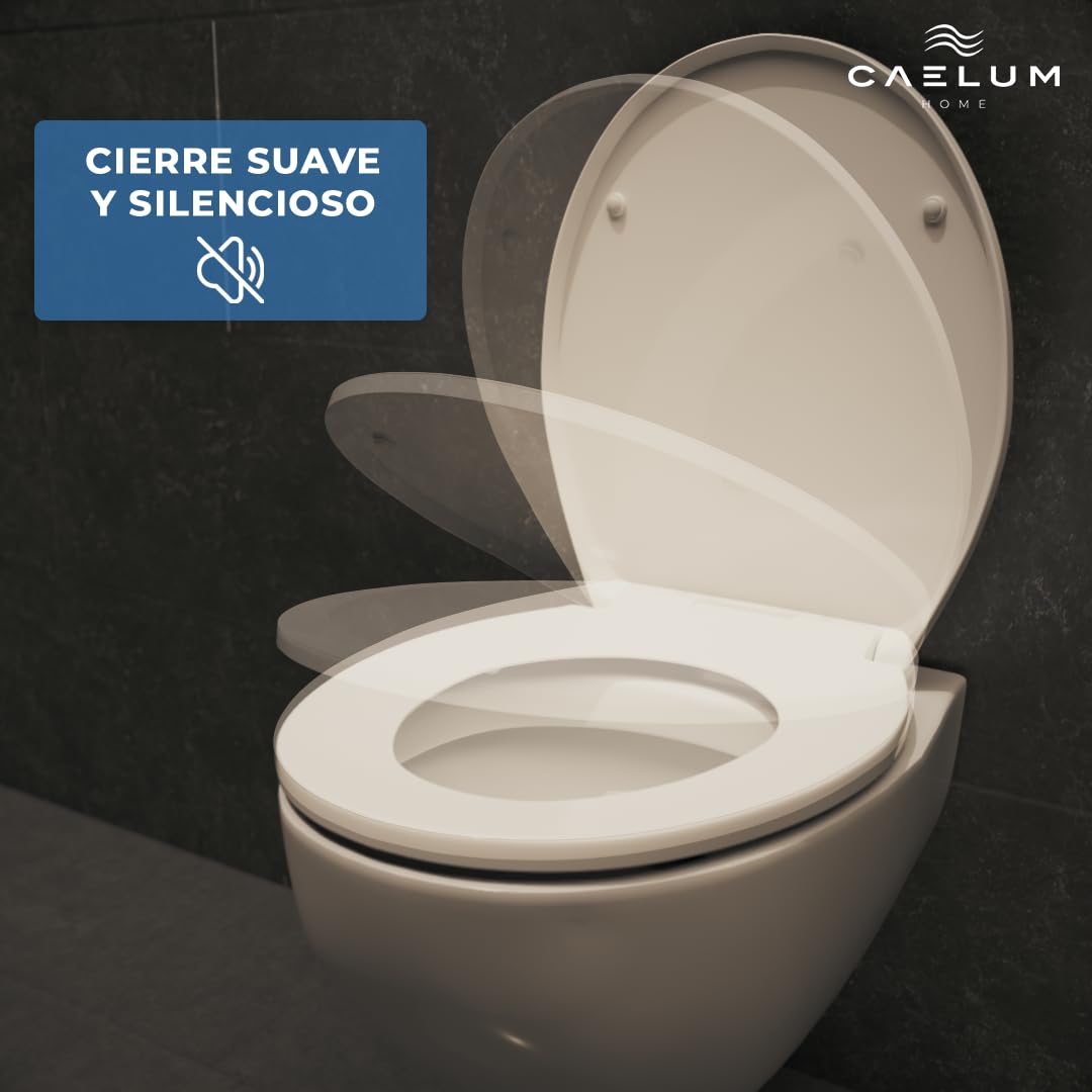 Tapa de WC. Asiento de inodoro universal en forma de O con cierre suave y lento, fácil montaje y limpieza. (450x370x50) mm (Forma de O)