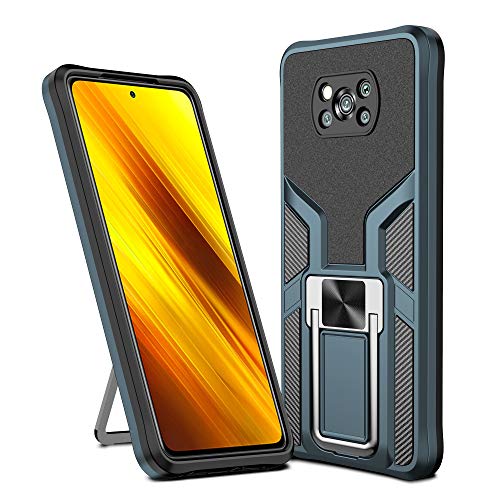 Generic Compatible for Xiaomi Redmi Poco X3 NFCXiaomi Poco X3 Pro Case, Military Grade Phone Case, Magnetic Sheet Two-Way Stand Shockproof Heavy Duty Protective Case for Redmi Poco X3 NFC, Cyan