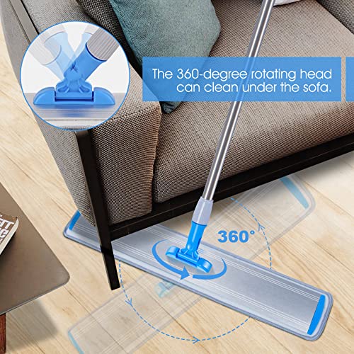 Znm 24'' Microfiber Mop, Wet Mop With Adjustable Aluminum Handle For Floor Cleaning, Flat Floor Mops With 5 Reusable Pads For Hardwood, Laminate, Tile, Vinyl, 1 Removal Scrubber #TOP4