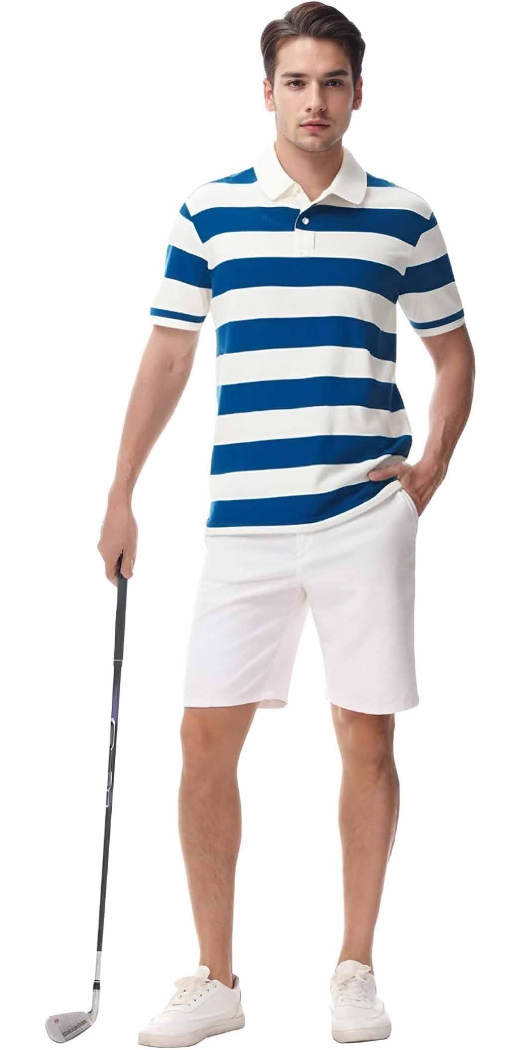 Polo para hombre, manga corta, a rayas, absorbe la humedad, ajuste seco, tallas S-3XL