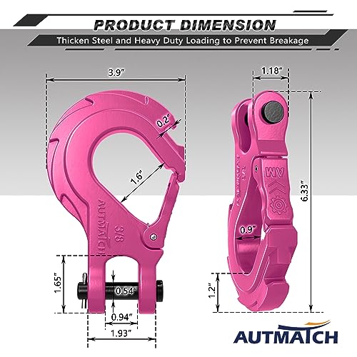 AUTMATCH Winch Hook Safety Latch 3/8 Grade 70
