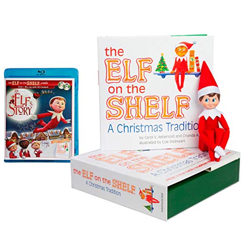 Elf on The Shelf Blue Eyed Boy with Bonus an Elf Story Bluray/DVD Combo - Direct from North Pole in Limited Edition Official Santa Gift Box