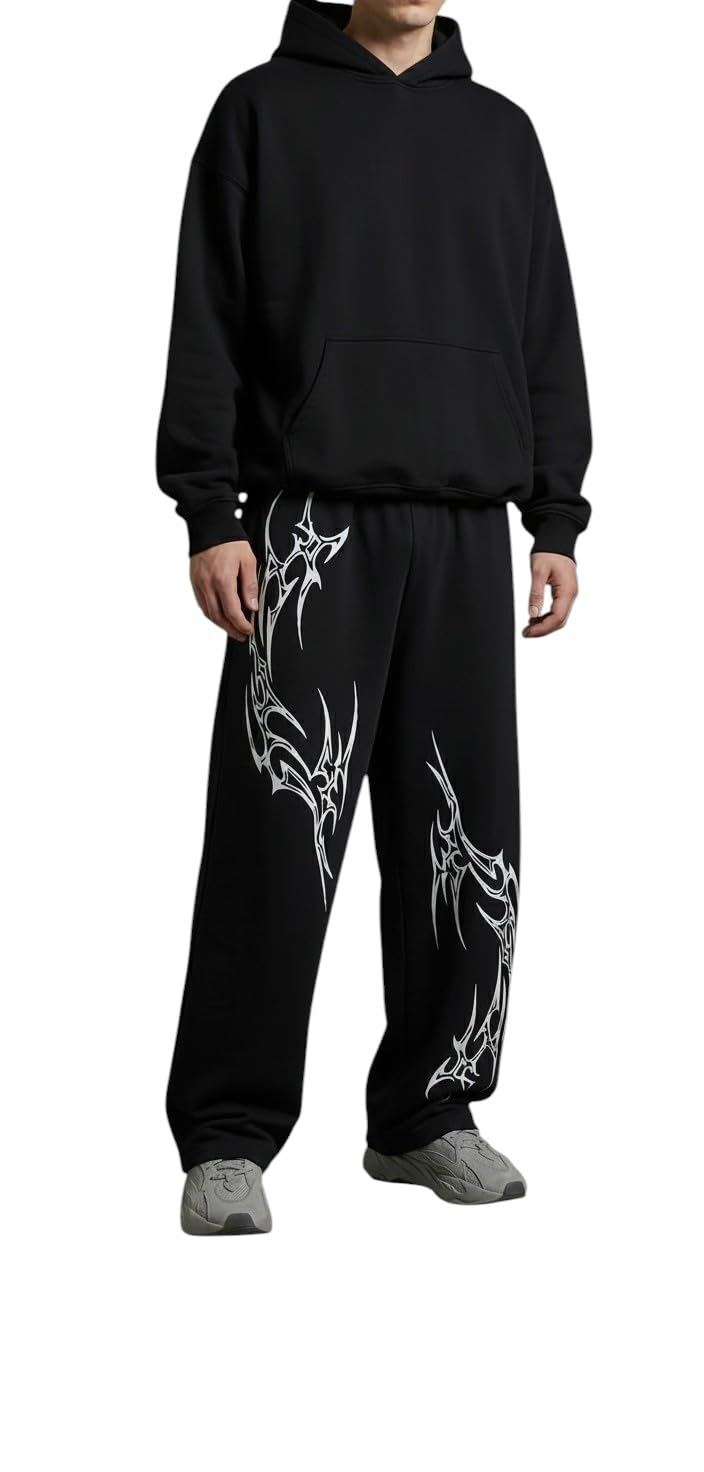 thread monk Unisex Flame Graphic Lower | Sweatpants – Oversized Streetwear Lower for Men & Women | Cotton Flame Print Pants-picture-56
