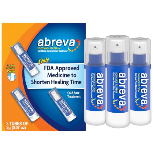 Abreva Docosanol 10% Cold Sore Treatment, 0.07 oz Pump Bottle x 3