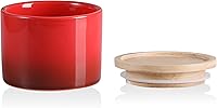 Vista 27 de SWEEJAR – Recipiente de cerámica para almacenamiento de alimentos, recipientes apilables con tapa hermética de madera para servir café molido, té