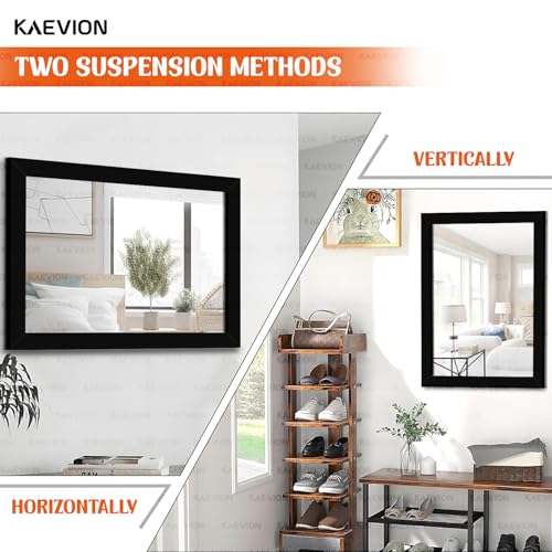 Image of Wall Hanging 2ft Black Water Proof PVC Framed Mirror | Wall Mirror for Bedroom or Bathroom Home Decor Mounted for Bedroom Living-Room Vanity Farmhouse | Wash Room Mirror for Wall