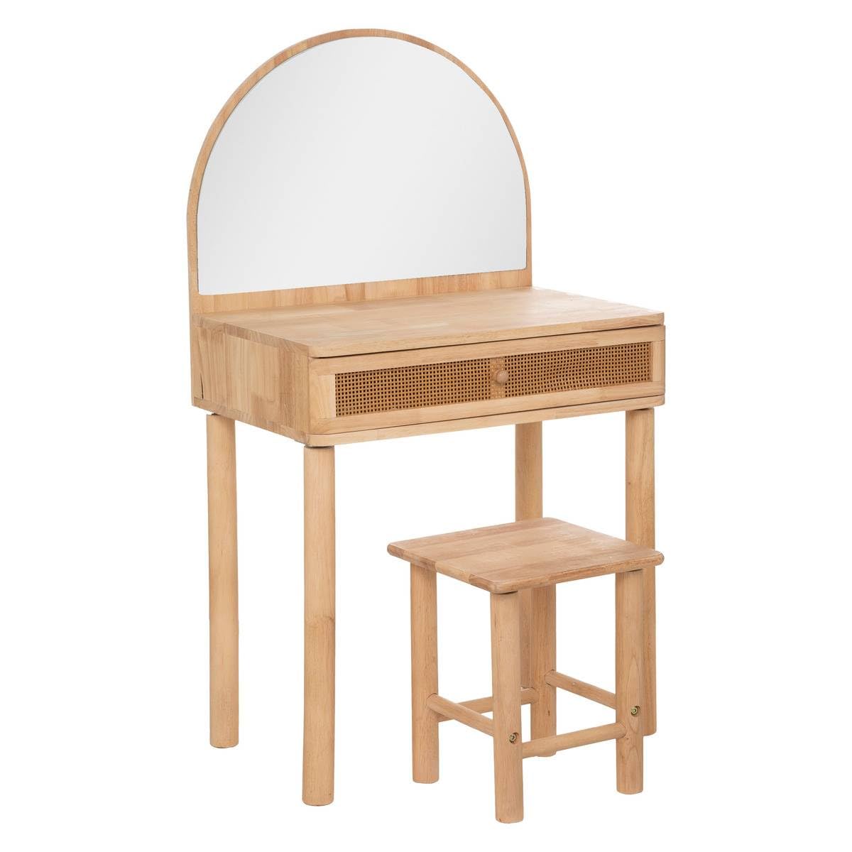 Atmosphera - Coiffeuse et Tabouret Enfant - hévéa et Verre