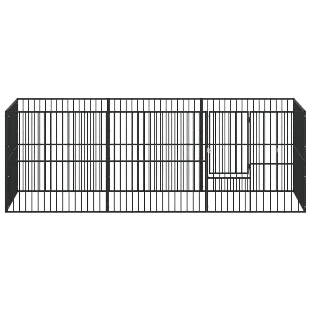 vidaXL Box per Cani 8 Pannelli Nero Acciaio Zincato
