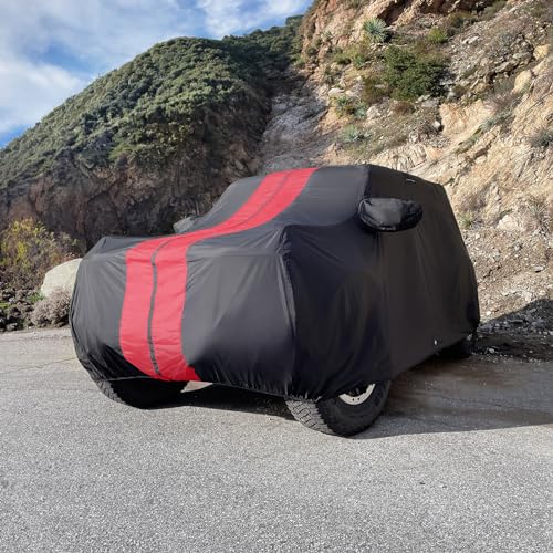 Image of iCarCover Premium SUV Cover for 2023-2026 BMW XM Heavy Duty Waterproof All Weather Automobiles Custom Fit Full Exterior Indoor Outdoor UV Snow Rain Protection Covers (Stripe - Black /Red)