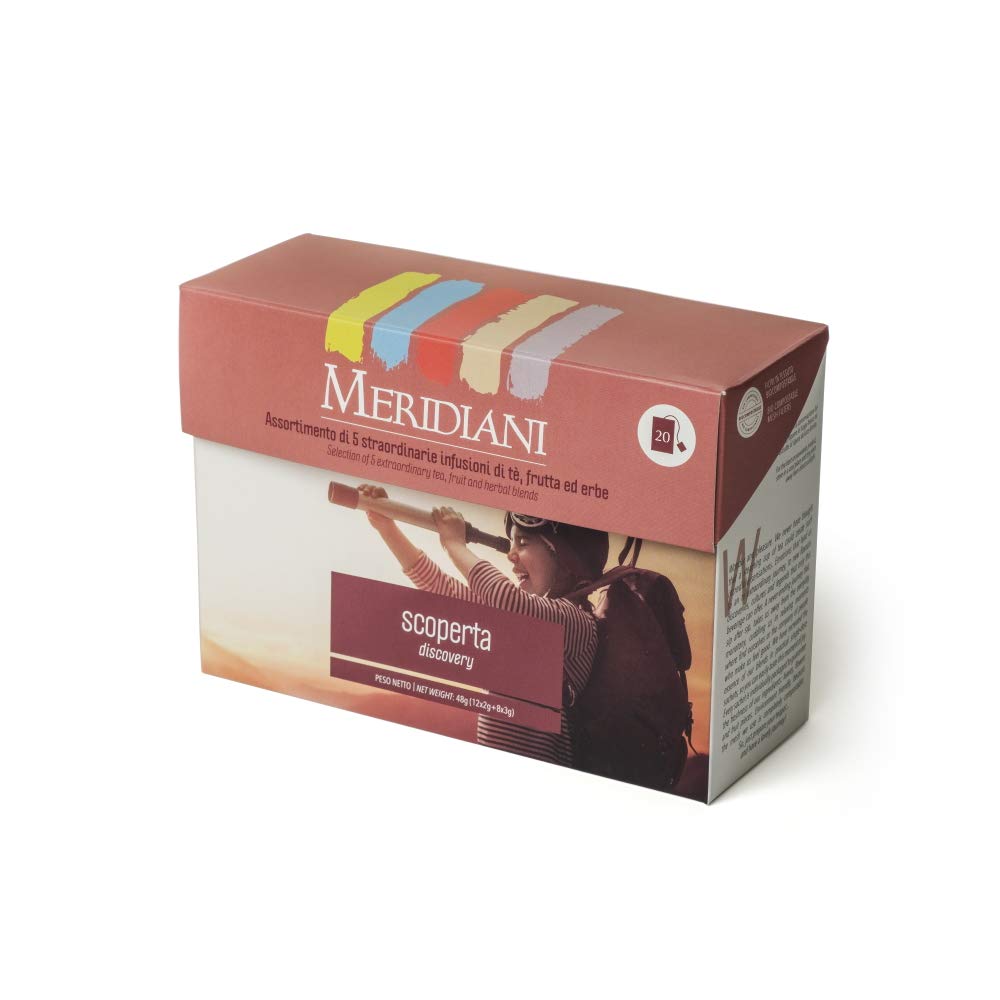 Raffinata degustazione Infusi, Tisane, Tè - 20 gusti in 80 filtri - Selezione di Tè e Miscele di frutta, fiori ed erbe in filtro bio - Meridiani Infusion & Tea